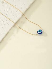 Evil Eye Charm Necklace - Royal Blue - View 2
