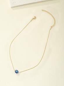 Evil Eye Charm Necklace - Royal Blue - View 3
