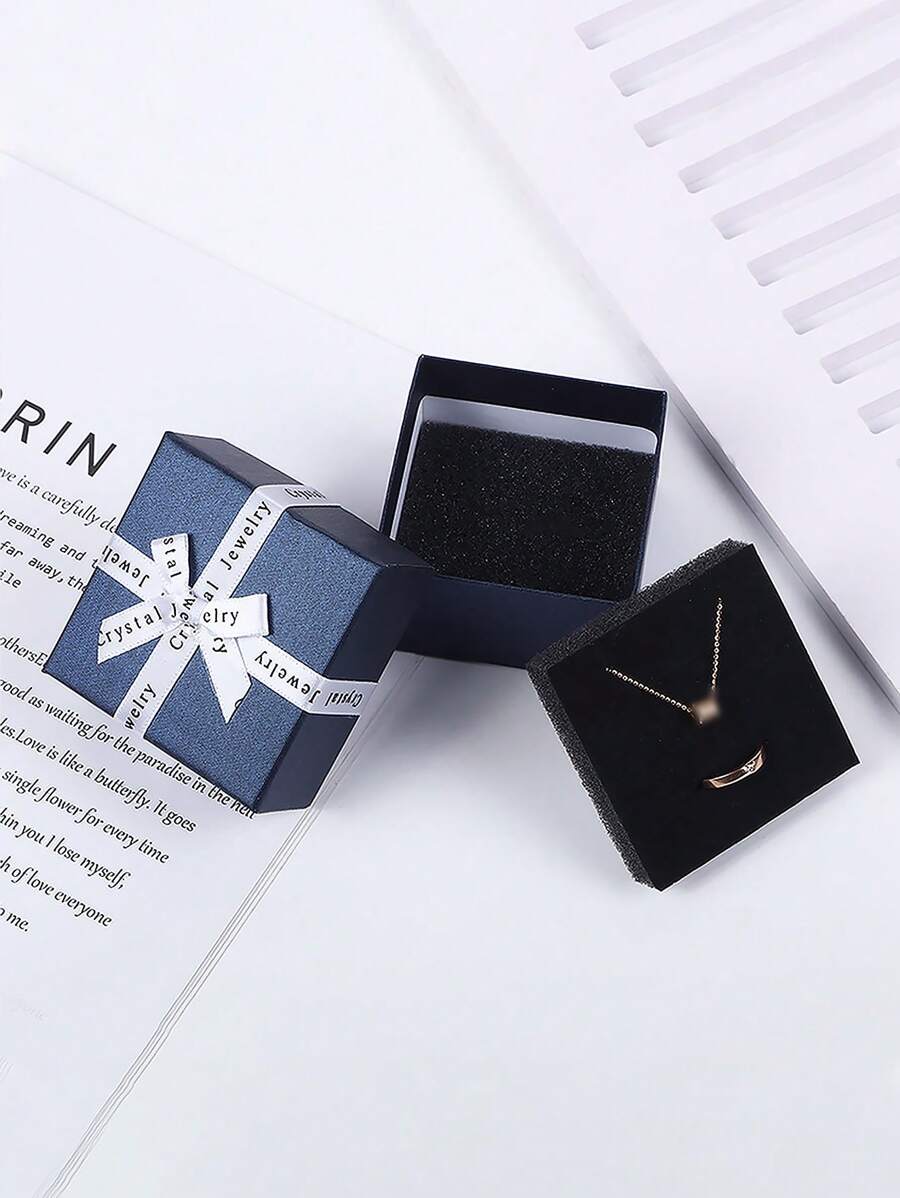 24 piezas/set papel Bisutería moderno con diseño de lazo Caja de almacenamiento de joya para - Azul - Ver 1