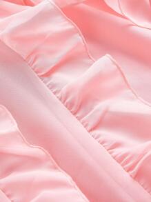SHEIN MOD Ruffle Trim Asymmetrical Hem Cami Dress,Flamenco Dress - Baby Pink - View 3