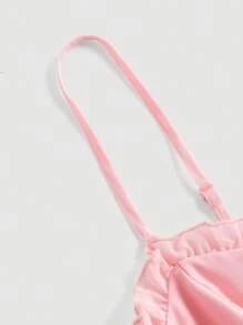 SHEIN MOD Ruffle Trim Asymmetrical Hem Cami Dress,Flamenco Dress - Baby Pink - View 4