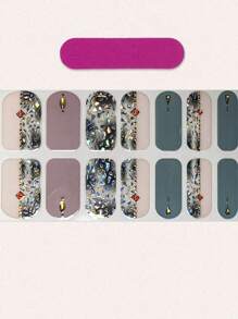 1 hoja Pegatina de arte de uña bronceado & 1 pieza lima de uñas - Multicolor - Ver 2