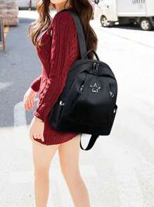 Mochila clásica negra con correa ajustable para mochila escolar diaria, bolsa escolar, bolso escolar, mochila grande, portátil, ligera, adecuada para adolescentes, mujeres estudiantes universitarias, niños y hombres, trabajadores de cuello blanco, perfecta para volver a la escuela, escuela secundaria, universidad - Negro - Ver 4