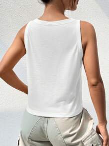 Firerie Solid Pocket Patched Tank Top - White - View 3