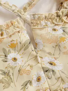 SHEIN MOD 滿版印花吊帶洋裝 - 黃色 - 查看 3