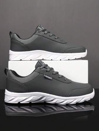 Men Minimalist Lace-up Front Sneakers, Sport Outdoor Running Shoes