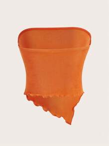 SHEIN EZwear Solid Lettuce Trim Tube Top - Orange - View 2