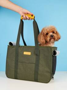 1pc Portable Pet Carrier Bag For Dog For Outdoor - Army Green - View 1