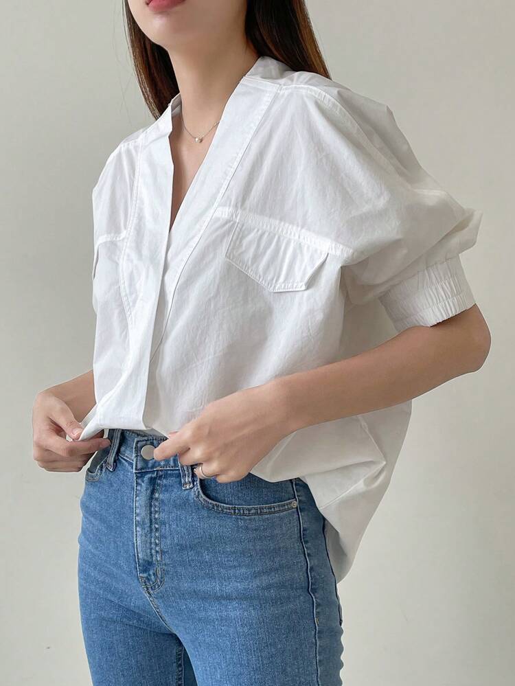 Women's Business Casual Stylish Panel Detail Shirt Old Money Style,Back To School Clothes