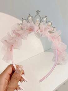 Diadema con diamante de imitación corona & con diseño de flor - Multicolor - Ver 3