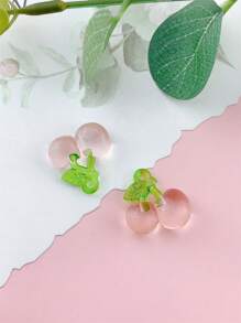 2 cái/bộ DIY Nhựa Hình Anh Đào Quyến Rũ Để Làm Trang Sức - Màu Hồng baby - Xem 3