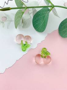 2 cái/bộ DIY Nhựa Hình Anh Đào Quyến Rũ Để Làm Trang Sức - Màu Hồng baby - Xem 4