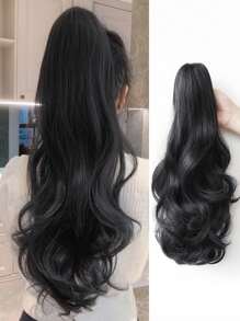 Medium Body Wave Ponytail Synthetic Hair Extension - Black - View 1