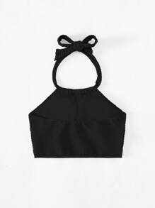 Top bikini halter unicolor - Negro - Ver 5