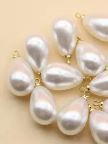 10pcs/Set Earring DIY Material Kit Faux Pearl Water Drop Pendant For Jewelry Making - White - View 4
