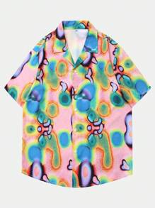 ROMWE MEN Street Life Áo sơ mi Nam Nút phía trước Tất cả trên in Boho - Nhiều màu - Xem 1