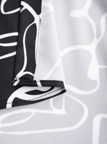 Manfinity RSRT 男士印花襯衫和腰部抽繩短褲不帶T恤 - 黑色 - 查看 7