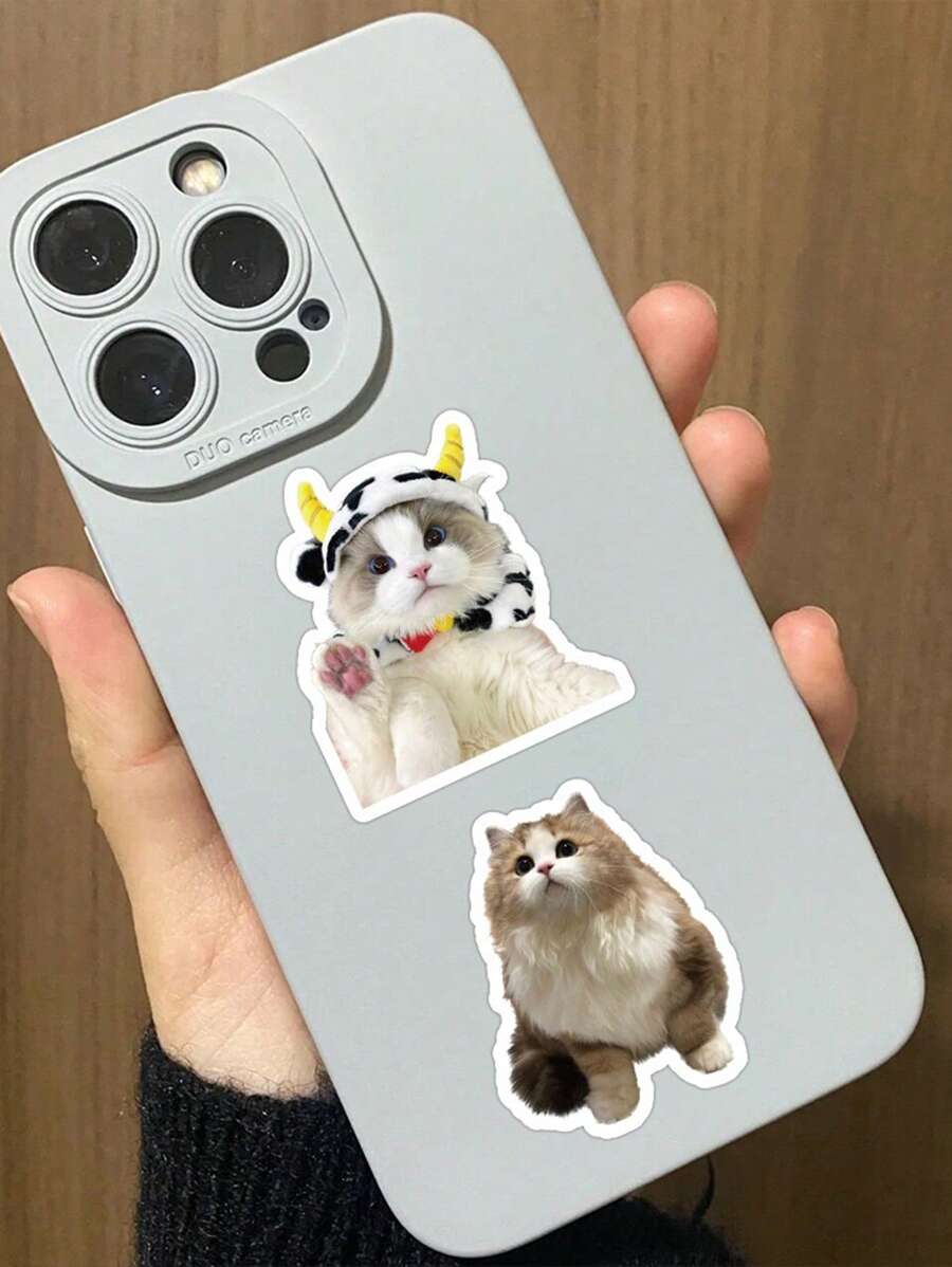 可爱猫咪系列水杯贴纸滑板电脑PVCDIY装饰 - 彩色 - 查看 1