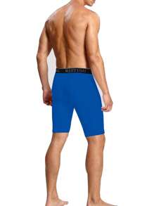 男士字母織帶運動緊身褲帶手機袋 - 藍色 - 查看 2