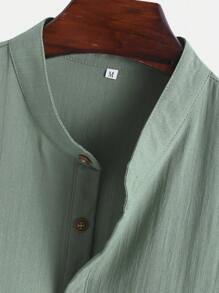 Manfinity Homme Hombres con botón Camisa & de cintura con cordón Shorts - Verde - Ver 6