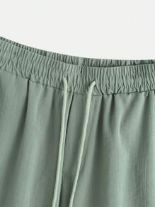 Manfinity Homme Hombres con botón Camisa & de cintura con cordón Shorts - Verde - Ver 7