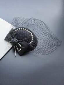 Kẹp Tóc Trang Trí Nơ & Ngọc Trai Giả - màu đen - Xem 2