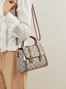 幾何樣式方包小翻蓋頂部單條提帶 - 彩色 - 查看 2