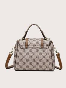 幾何樣式方包小翻蓋頂部單條提帶 - 彩色 - 查看 7