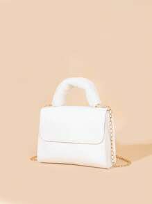 迷你方包白色翻蓋適用於日常 - 白色 - 查看 2