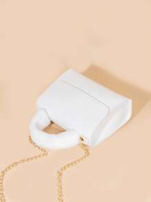 迷你方包白色翻蓋適用於日常 - 白色 - 查看 3