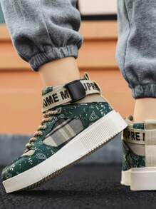 女性字母圖案高幫休閒運動戶外板鞋 - 彩色 - 查看 2