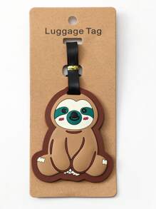 卡通树懒设计行李牌 可爱 适合旅行 适合蜜月 旅行配件 硅胶度假配件 适合节日季节 旅行必需品 旅行背包 旅行包 行李箱 旅行装备 返校 - 咖啡棕 - 查看 1