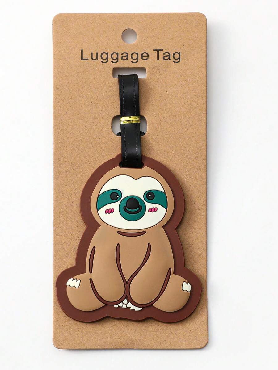 卡通树懒设计行李牌 可爱 适合旅行 适合蜜月 旅行配件 硅胶度假配件 适合节日季节 旅行必需品 旅行背包 旅行包 行李箱 旅行装备 返校 - 咖啡棕 - 查看 1