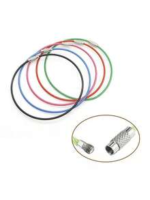 15pcs Random Color Stainless Steel Wire Rope Key Ring