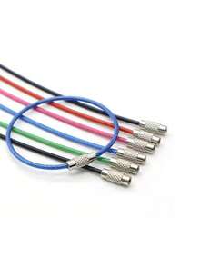 15pcs Random Color Stainless Steel Wire Rope Key Ring