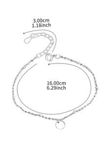 Stylever 1入時尚銀色圓盤鎖鏈手鍊，適用於女士精品珠寶贈禮假日