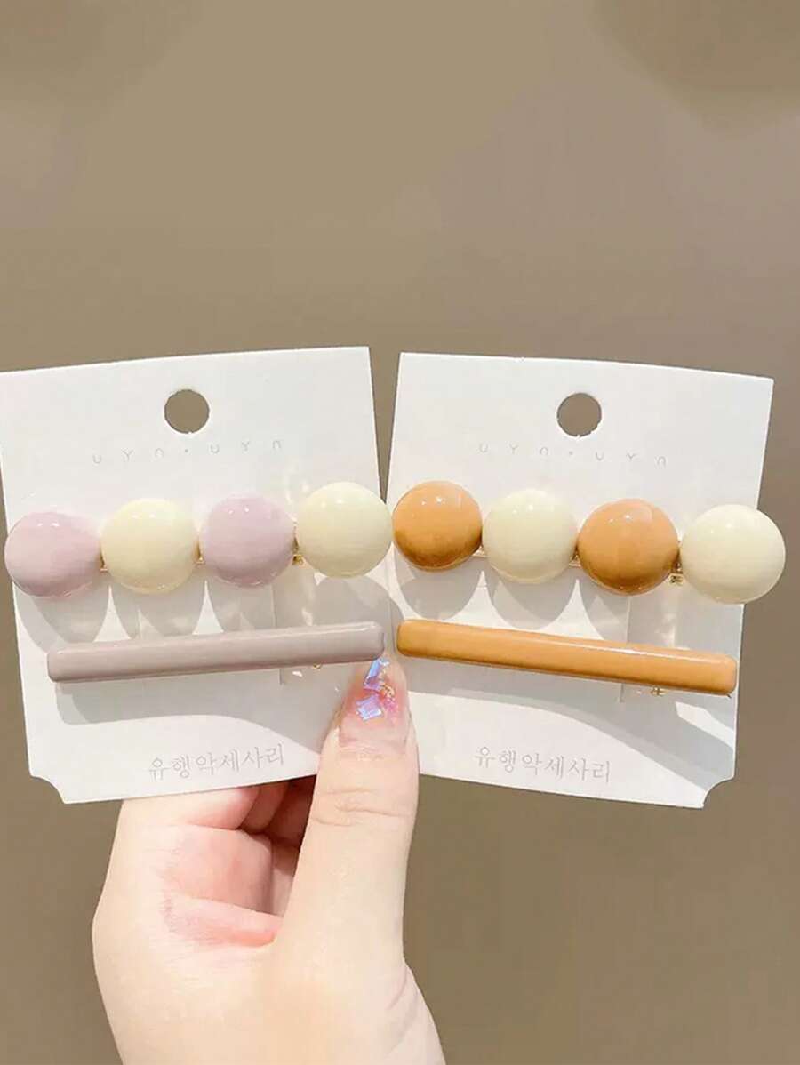 4入組女士混色時尚髮夾適用於頭髮裝飾用品 - 彩色 - 查看 1