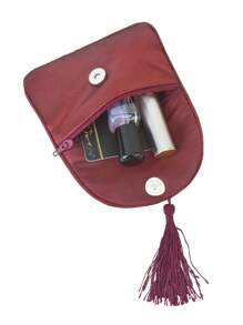 Floral Embroidery Minimalist Tassel Decor Casual Coin Purse - Burgundy - View 2