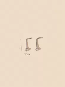 2件/1件 不锈钢星形锆石鼻环/鼻钉 男士时尚个性化派对礼物 [注：仅售一件] - 銀色 - 查看 4