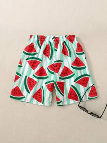 Pantalones cortos de verano para joven con estampado de sandía y cordón ajustable