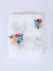 1pc Floral Embroidered Tassel Decor Scarf Elegant Floral Boho Head Scarf Bandana,Hair Band,Head Band Ideal For Dressing Up Your Look Valentine's Day Valentines
