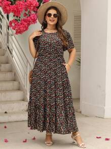 Nemidor Plus Size Bohemian Style Ditsy Floral Dress With Hidden Pockets And Ruffle Hem, Suitable For Summer Wear - Multicolor - View 6