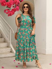 Nemidor Vestido de verano con estampado floral, volantes y corte holgado para tallas grandes con estilo bohemio - Multicolor - Ver 4