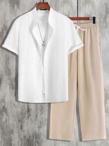 Manfinity Homme Bộ hai mảnh Nam Dây kéo Nút phía trước Khối Màu Giải trí - Nhiều màu - Xem 1