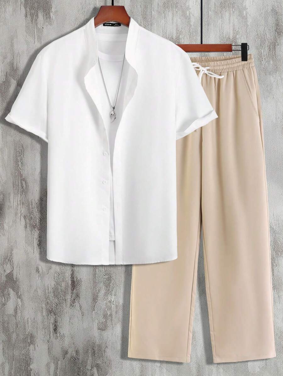 Manfinity Homme Bộ hai mảnh Nam Dây kéo Nút phía trước Khối Màu Giải trí - Nhiều màu - Xem 1