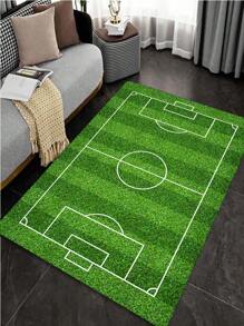 1pc Football Field Pattern Rug, Fabric Floor Carpet For Home ,Room Decor - Multicolor - View 2