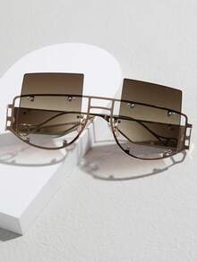 1pair Women Rivet Detail Tinted Lens Creative Sunglasses, For Party For Summer Beach Vacation,Outdoor,Travel