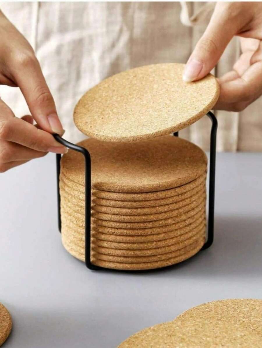 50 Cái/bộ Đế Lót Ly Bằng Gỗ, Đế Lót Ly Bàn Tròn Tối Giản Cho Gia Đình - gừng - Xem 1