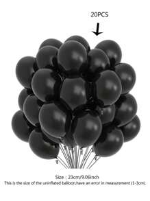 20 个/套乳胶气球，简约纯色装饰气球，适合派对、圣诞节 - 黑色 - 查看 2