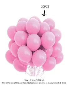 20pcs/Set Latex Balloon, Minimalist Solid Color Decorative Balloon For Party, Christmas - Pink - View 3